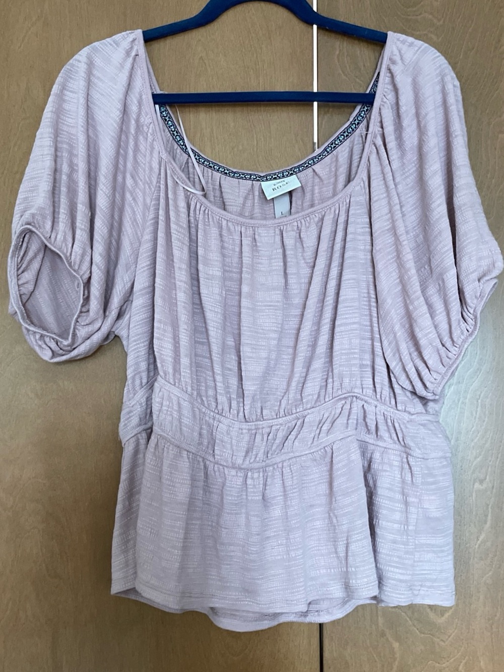 Knox Rose Blush Pink Peplum Short Sleeve Top